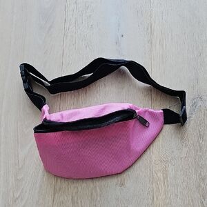 NWOT Pink Waist Bag with Black Strap